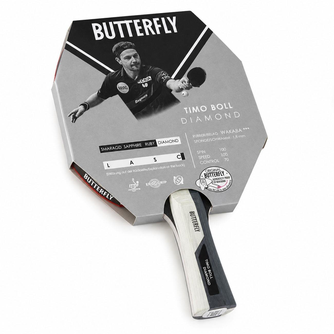 Butterfly 85034 Timo Boll Diamond Masa Tenisi Raketi Gri - 1