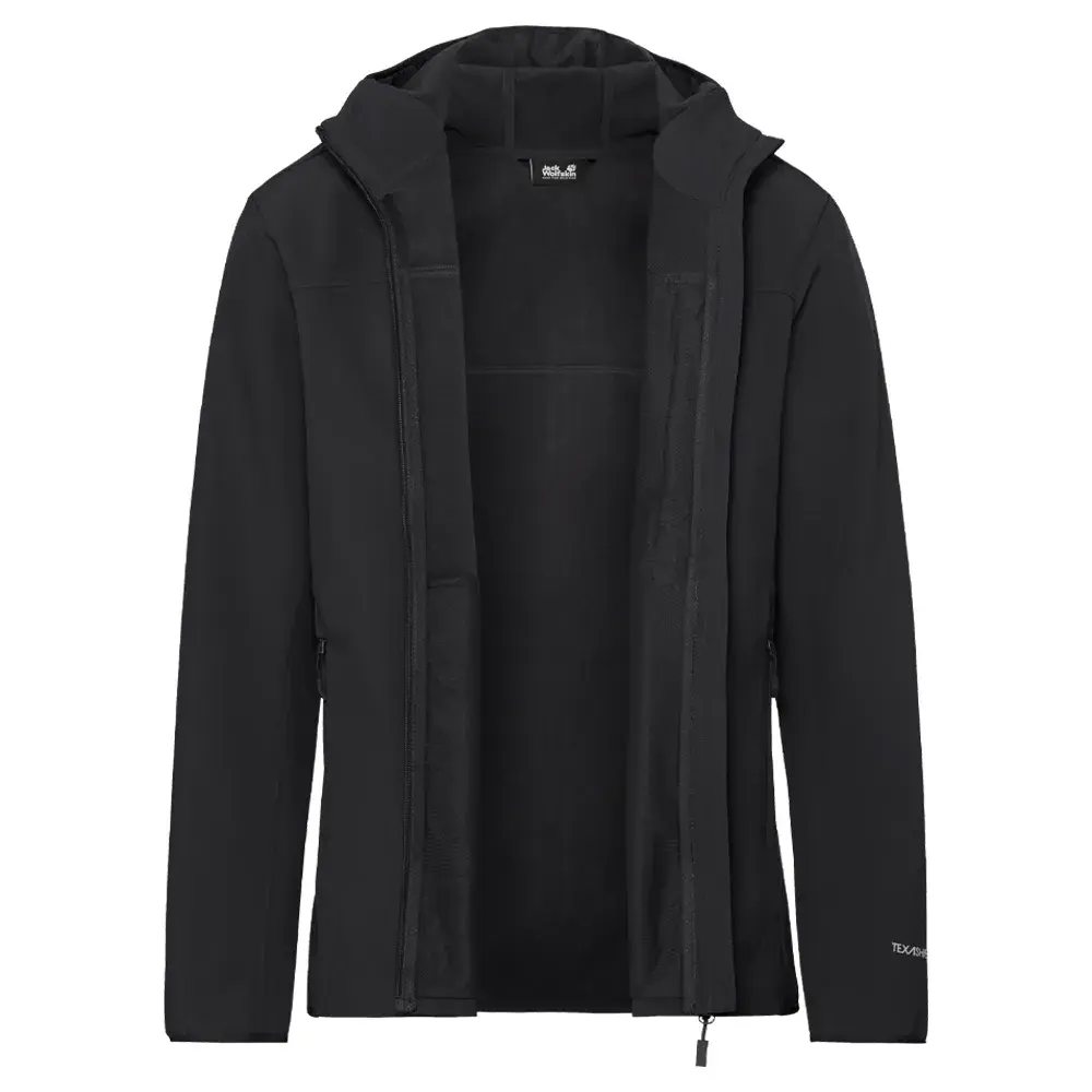 Jack Wolfskın A66308 Wild Winds Hooded Ceket Siyah - 2
