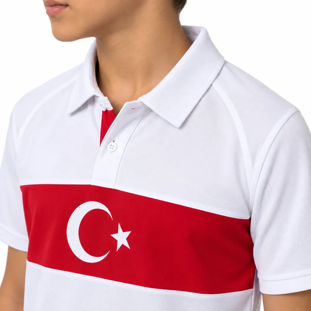 Türkiye Mc2026-2 Ay-Yıldızlı Retro Polo Yaka Çocuk Tişört Beyaz - 2