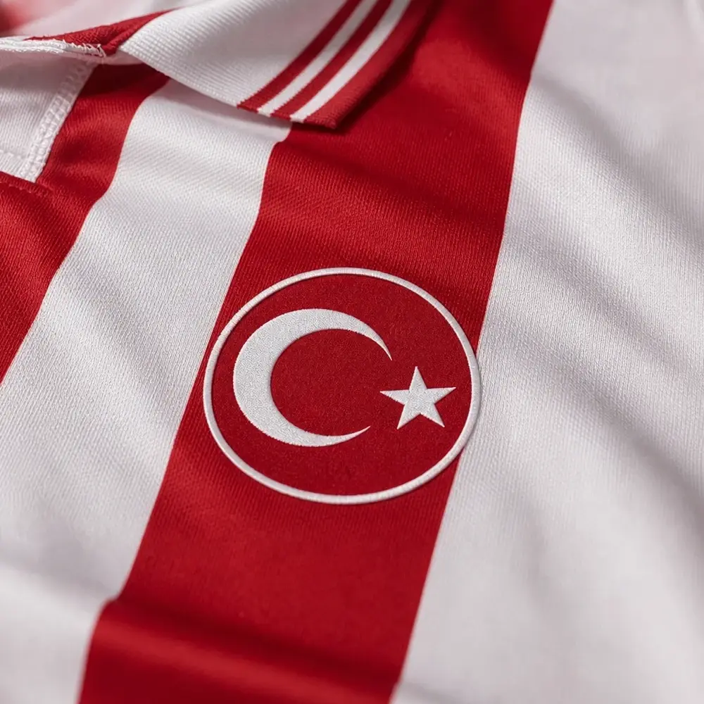Türkiye MC2026-3 Polo Çizgili Tişört Kırmızı-Beyaz - 4