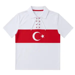 Türkiye Mc2026 Ay-Yıldızlı Retro Bağcıklı Tişört Beyaz - Kırmızı Beyaz